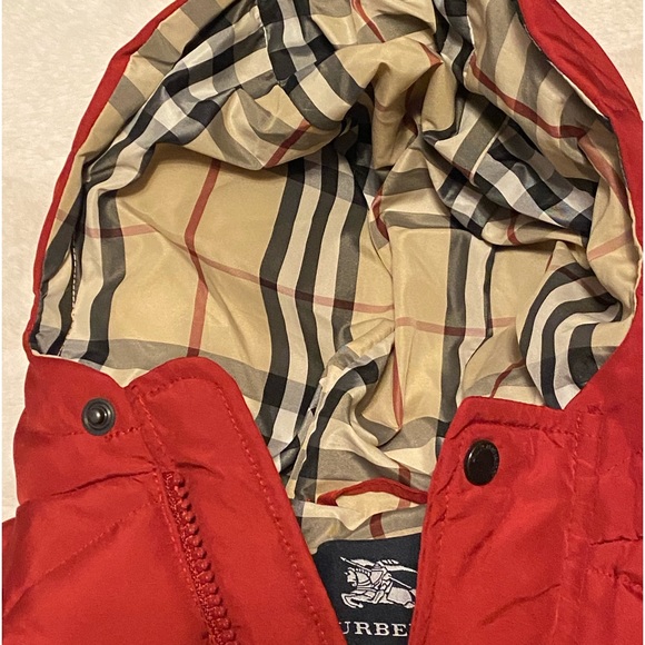 BURBERRY Kids Baby Red Down Puffer Coat w/ Mittens Nova Check House Lining 3M - Picture 14 of 16